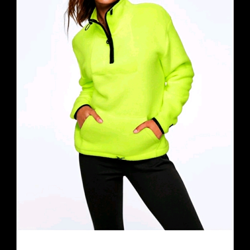 Victoria secret fleece 1/4 zip neon green size med